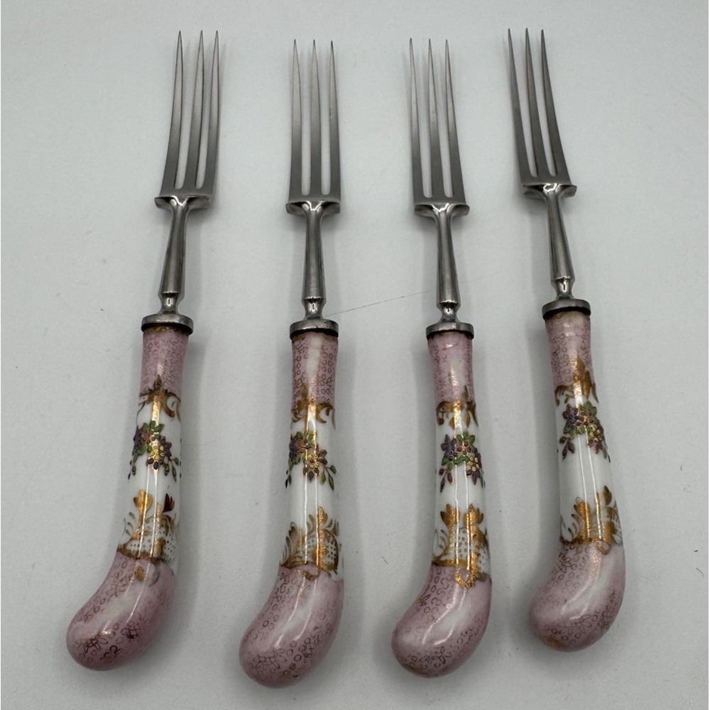 Latham & Owens Stainless Flatware Forks Floral Handle Sheffield England